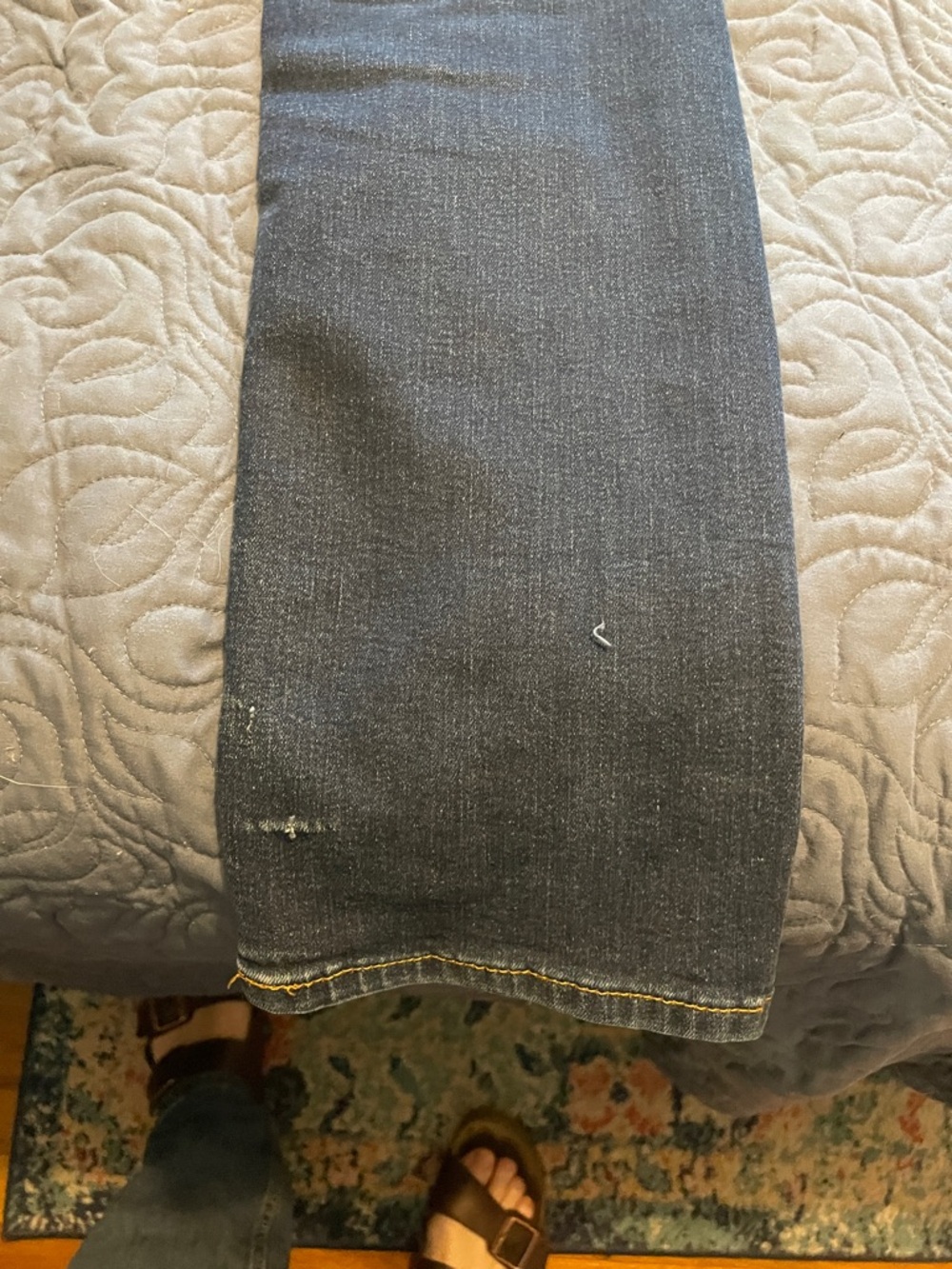 Levi's Men's 506 Slim Straight Dark Blue Jeans with Tan Patch - Picture 5 of 5